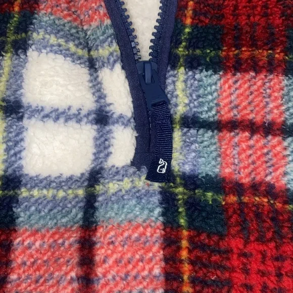 Vineyard Vines Christmas Plaid 1/2 Zip Fleece Size 6